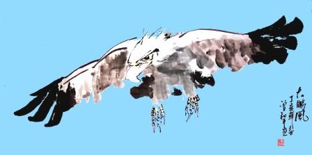 中国 曾和平 国画《雄鹰图》