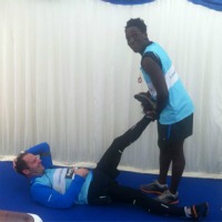 Hamstring stretch courtesy of Andy Akinwolere – it's amazing the things they learn on Blue Peter
