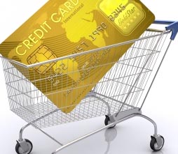 credit card in shopping trolley
