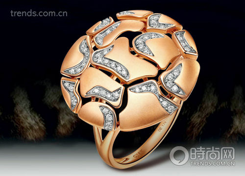 Ideal 18K 玫瑰金裂冰造型戒指