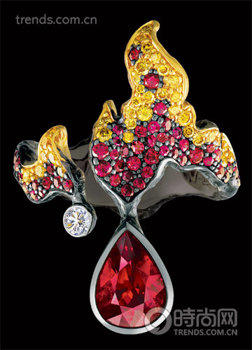 Jewellery Theatre高级珠宝18K 金镶嵌红宝石火焰戒指