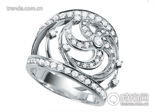 Leon Hatot 18K 白金镶钻石水漩涡戒指