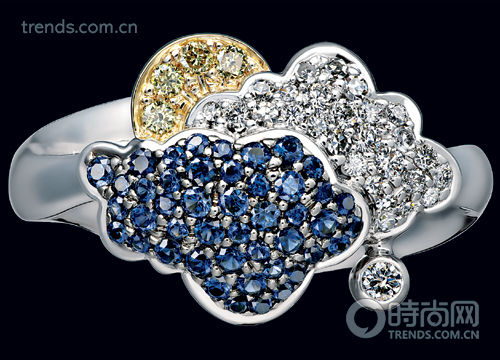 Jewellery Theatre高级珠宝18K 白金镶嵌钻石、蓝宝石云朵戒指
