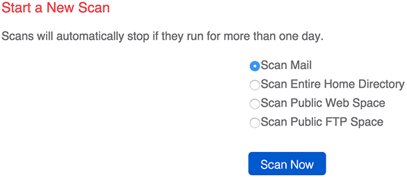 The virus scanner page.