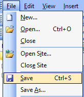 The file menu with the save command.