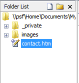 The folder list in frontpage 2003.