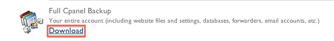Link to download full cPanel Backup
