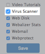 The Virus Scanner option in the Feature list.